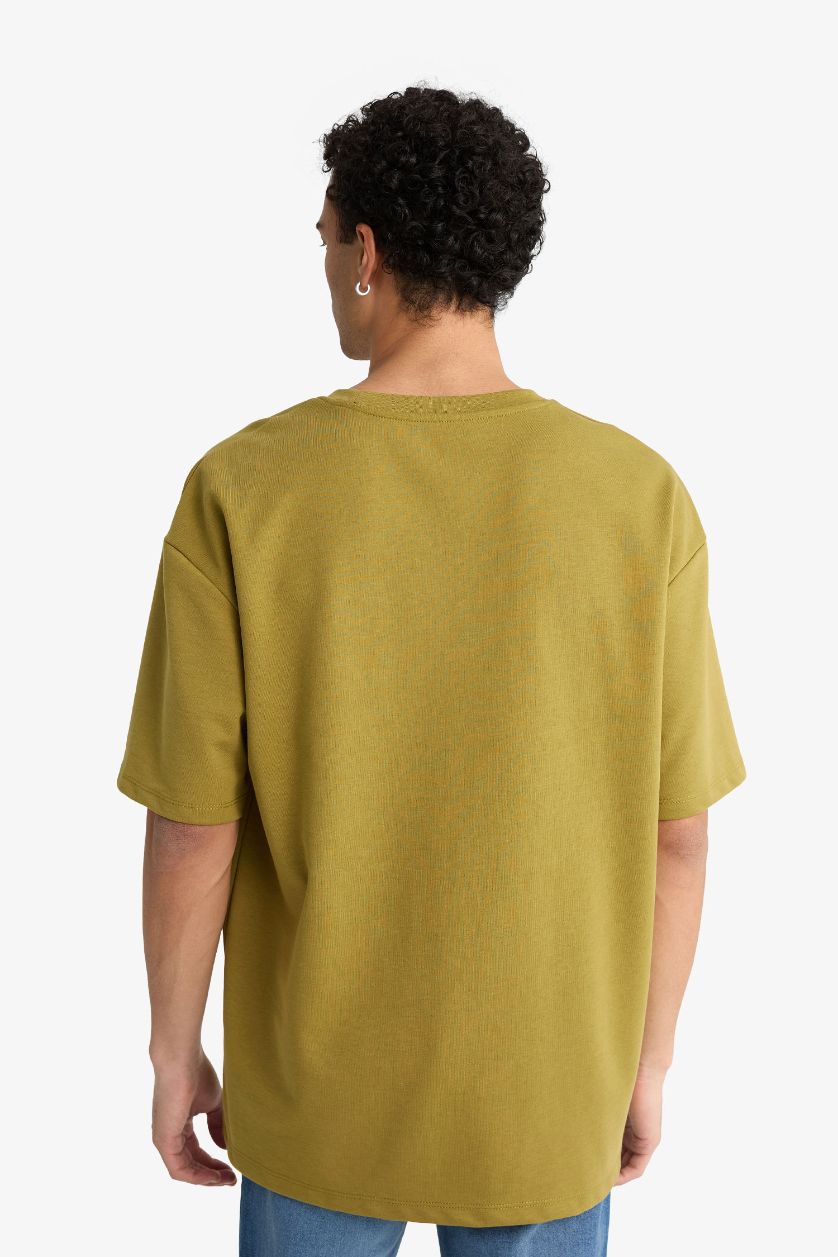 HOMME Kaki T-shirt oversize à manches courtes et col rond