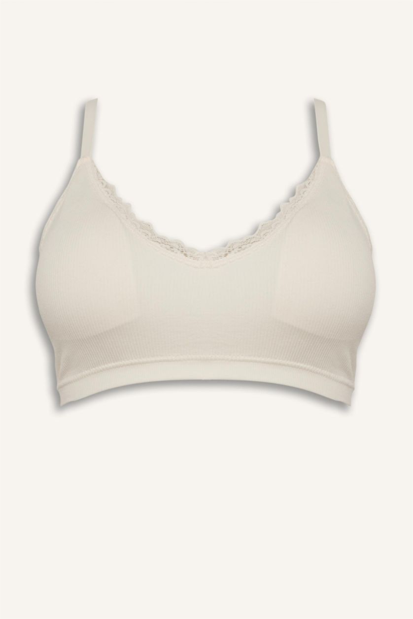 WOMAN Ecru Lace Detail Removable Cup Removable Padded T-Shirt Bra