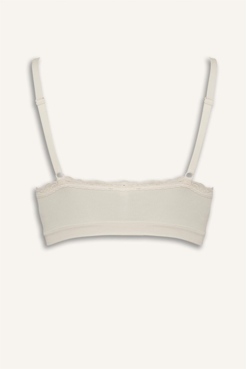 WOMAN Ecru Lace Detail Removable Cup Removable Padded T-Shirt Bra