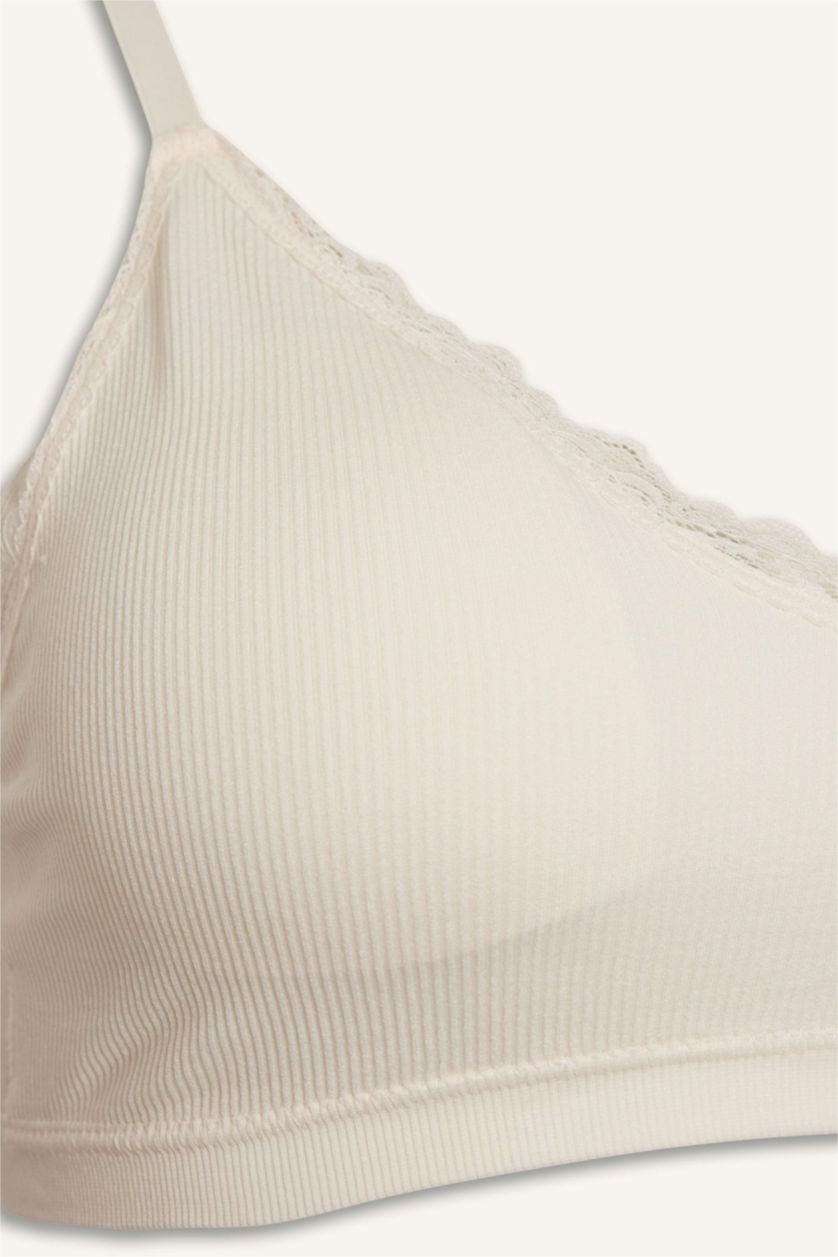 WOMAN Ecru Lace Detail Removable Cup Removable Padded T-Shirt Bra