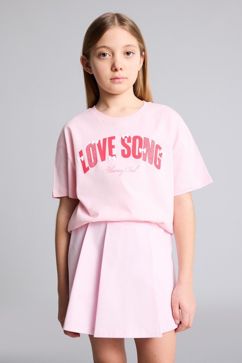 Girls & Teens Light Pink Girl Oversize Printed T-Shirt