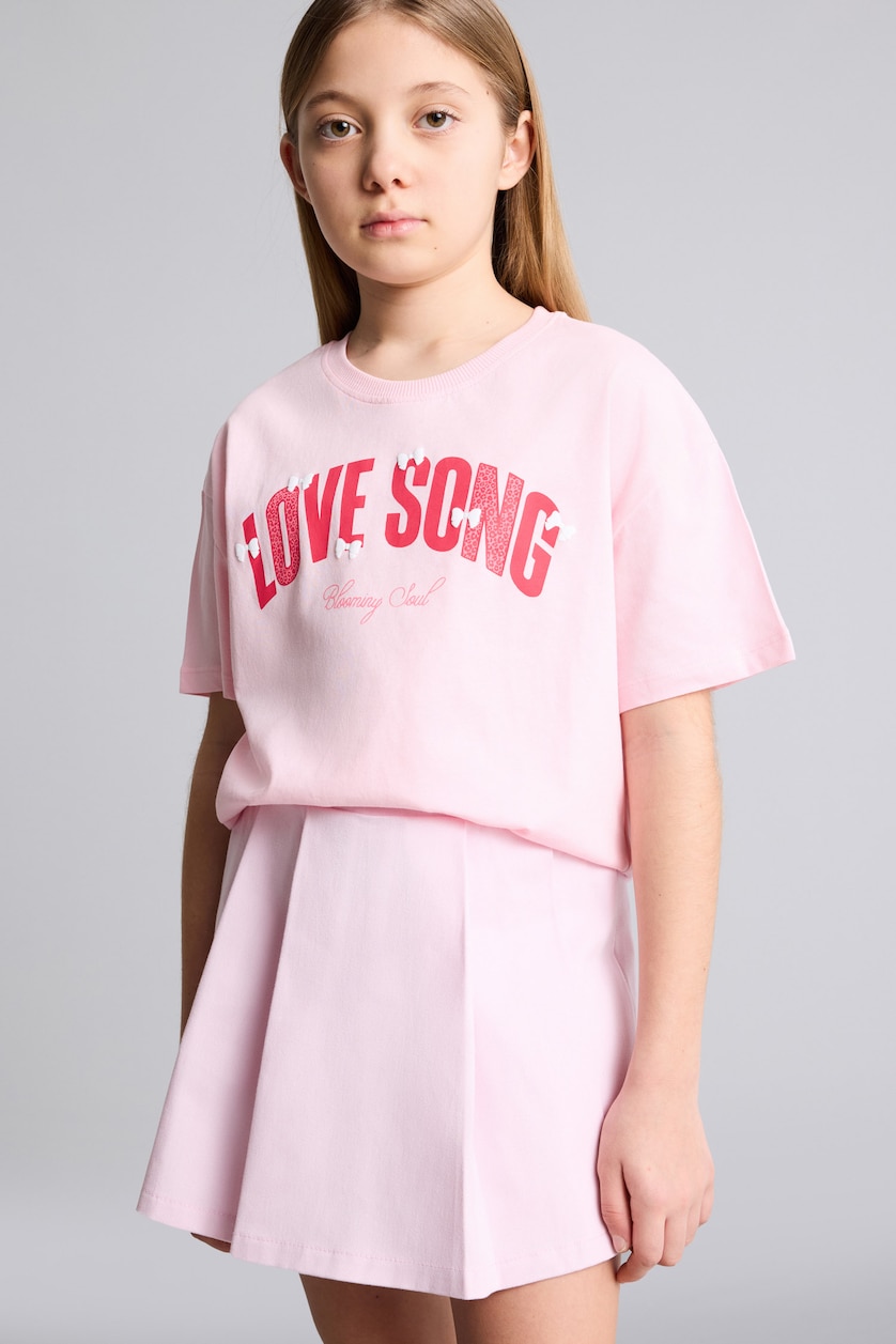 Girls & Teens Light Pink Girl Oversize Printed T-Shirt