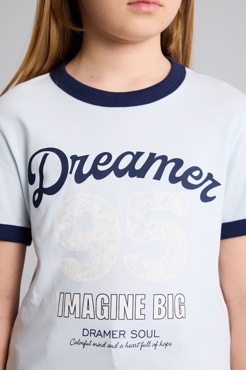 Young Girls - Teen Girls Light Blue Girl Regular Fit Printed Short Sleeve T-Shirt