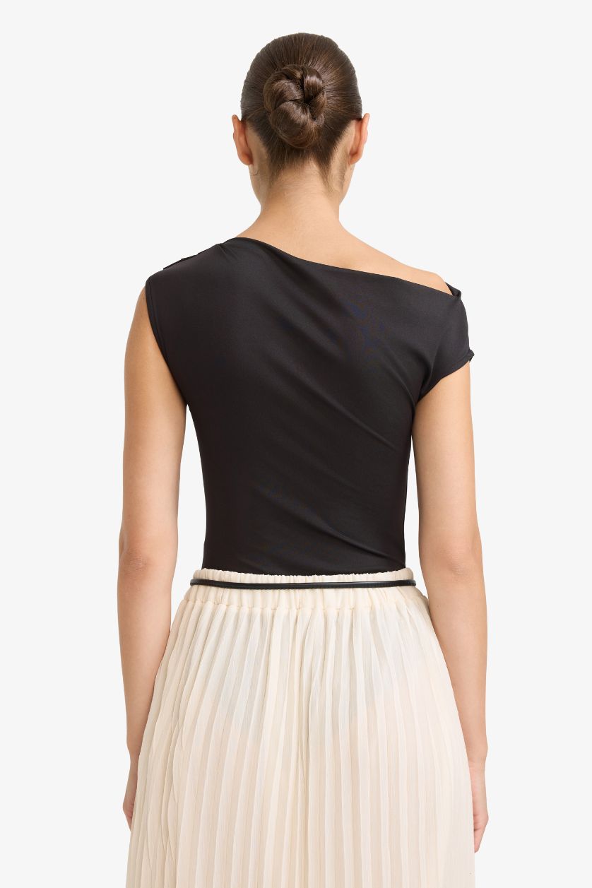 WOMAN Black One Shoulder Bodysuit