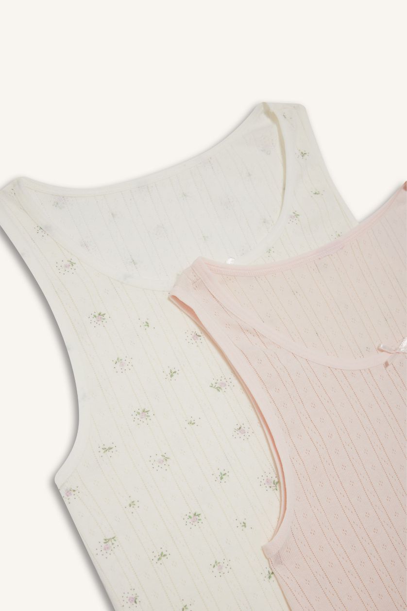 Kız Çocuk - Genç Kız Pembe %100 Pamuklu 2'li Atlet Kız Çocuk