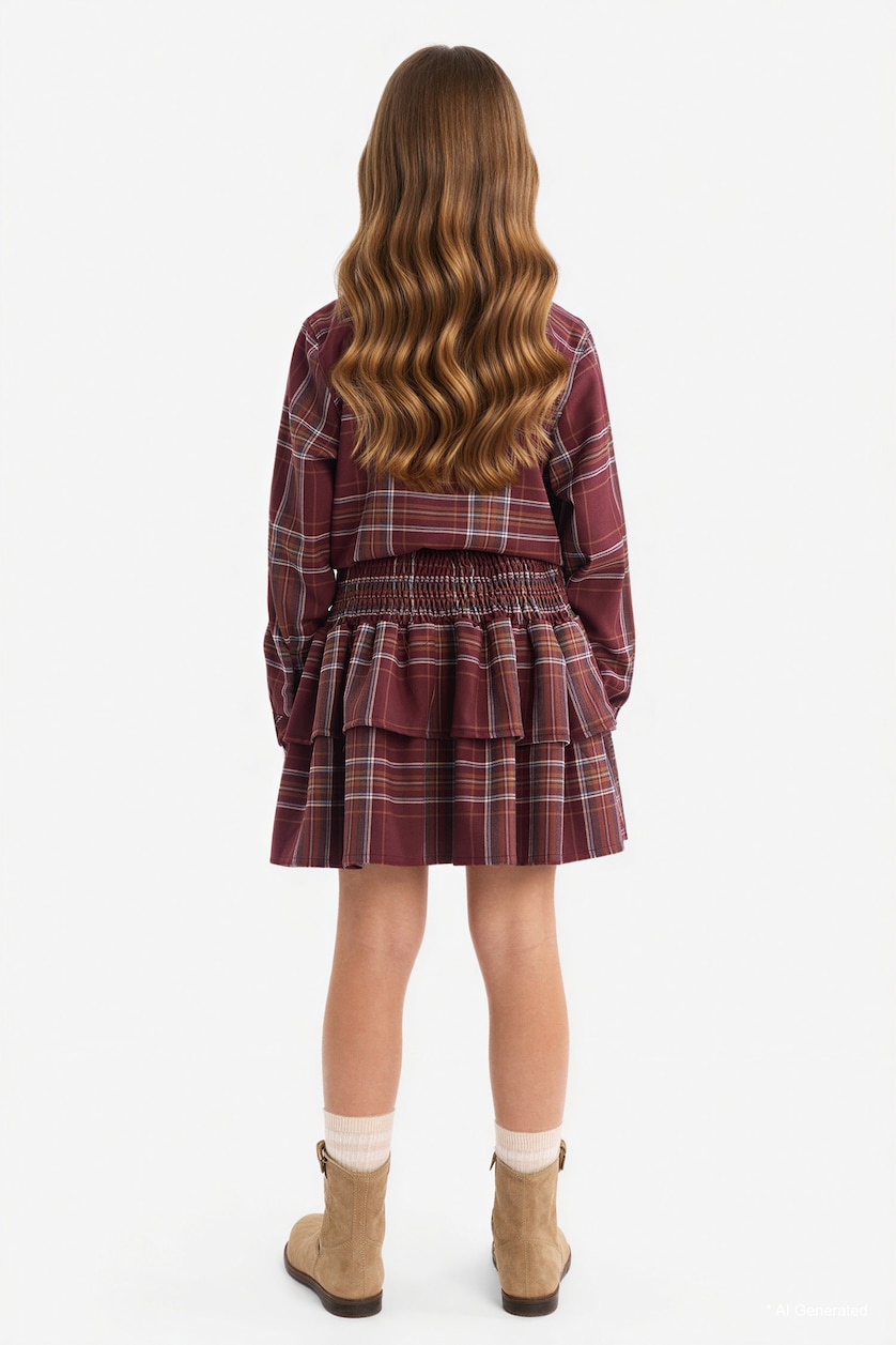 بنات خمري Girl Cotton Regular Fit Skirt