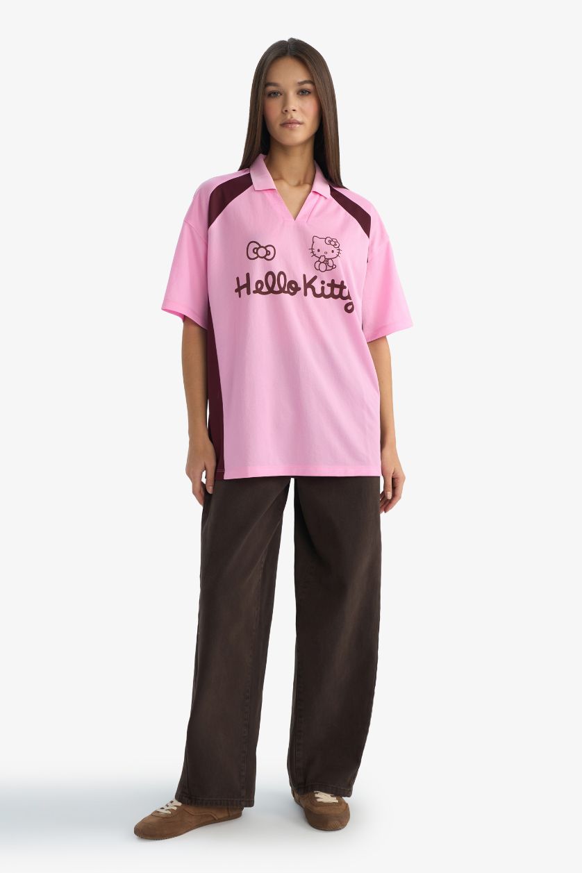 نساء زهري فاتح تيشيرت نص ردن اوفر سايز من Kpop - Demon Hunters