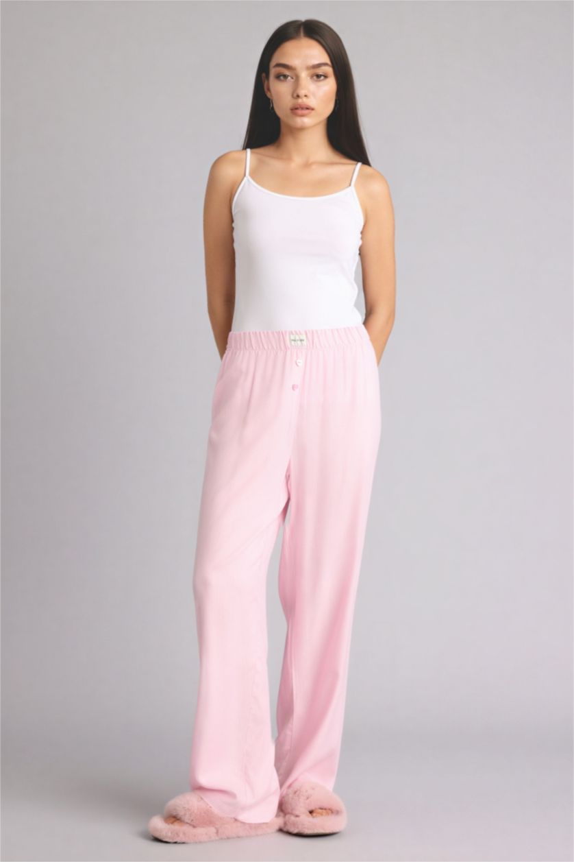 Woman Pink Regular Fit Flanel Bottom