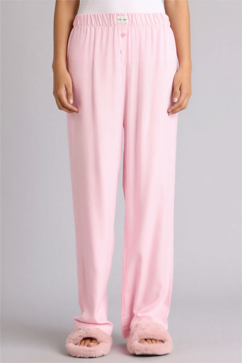 Woman Pink Regular Fit Flanel Bottom