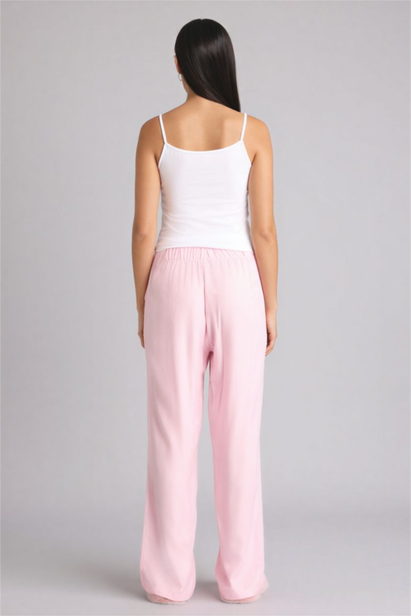 Woman Pink Regular Fit Flanel Bottom