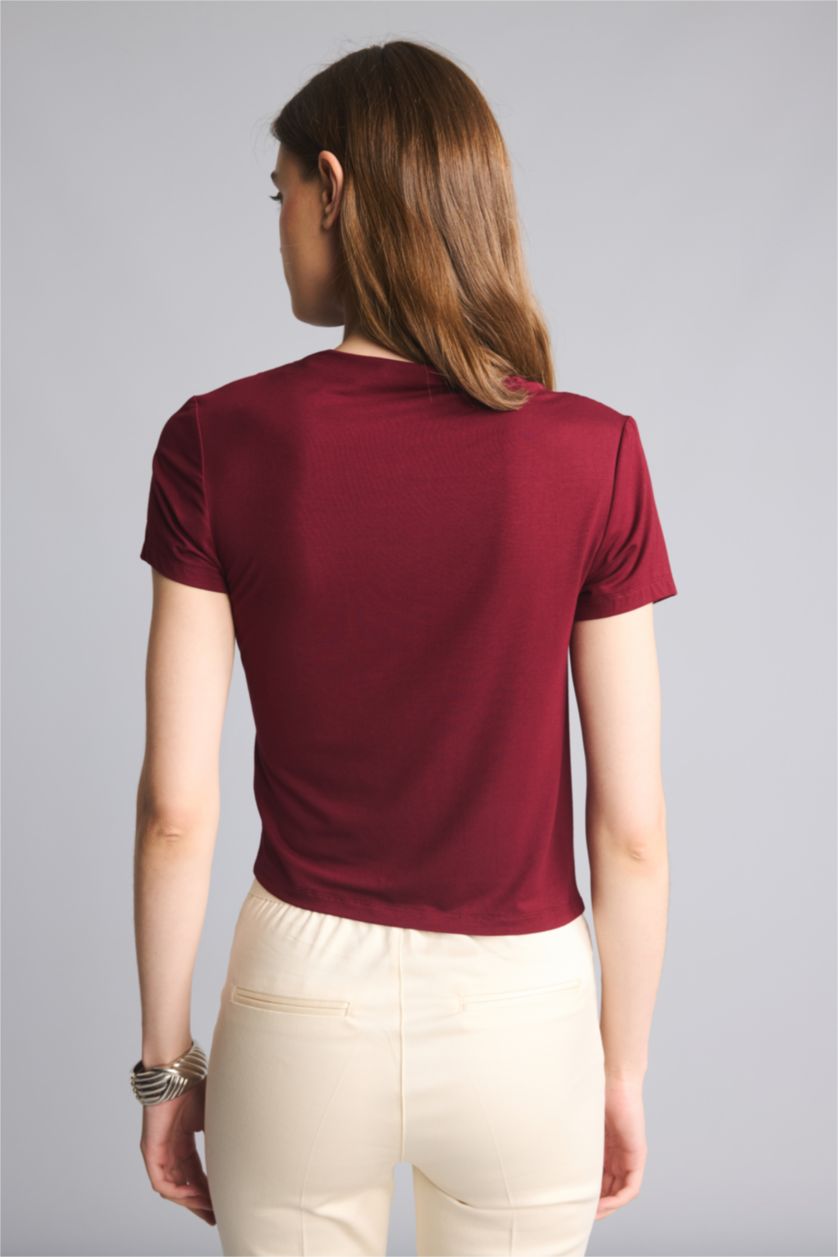 Әйелдерге Бордо Slim Fit футболка
