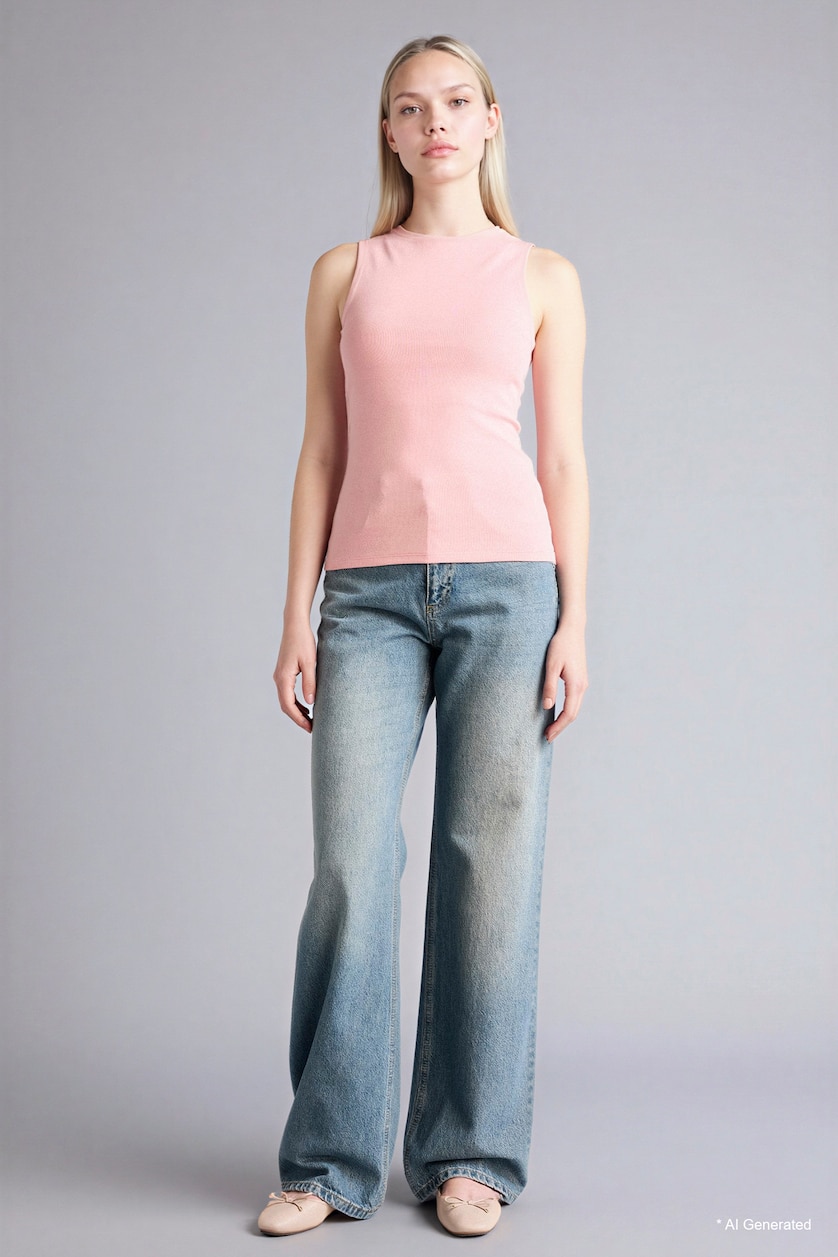WOMAN Rose Slim Fit Boat Collar Tank Top