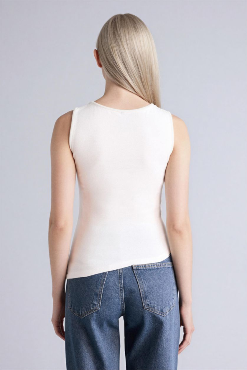 نساء أبيض ديباردور مضلع سليم فيت بياقة قارب