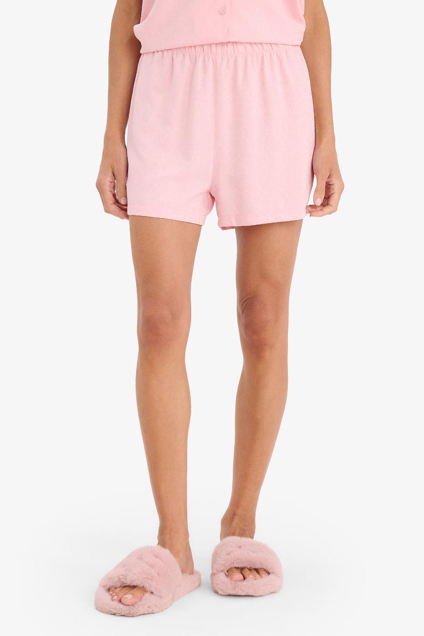 Kadın Pembe Pijama Takımı Kısa Kollu Üst Şort