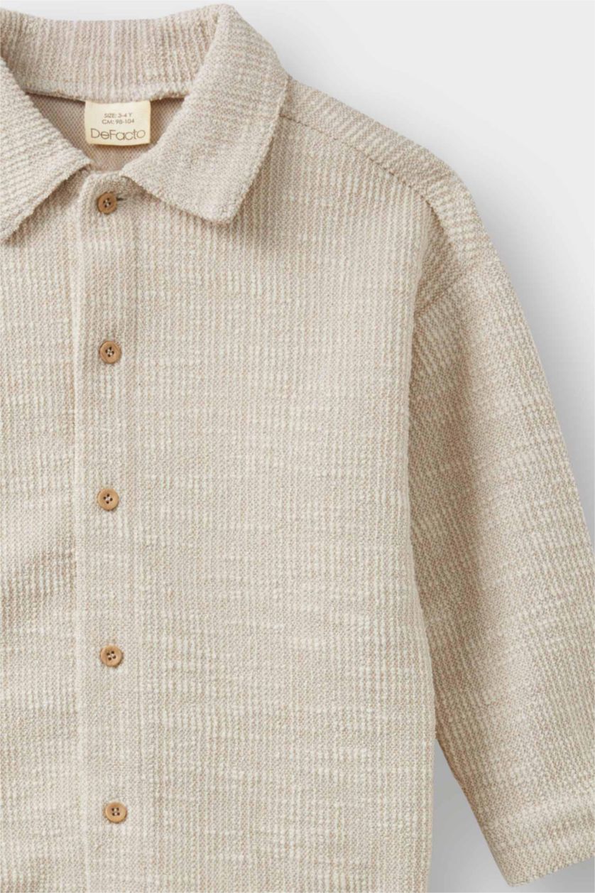 Erkek Bebek Bej Erkek Bebek 2'li Takım Uzun Kollu Gömlek Pantolon