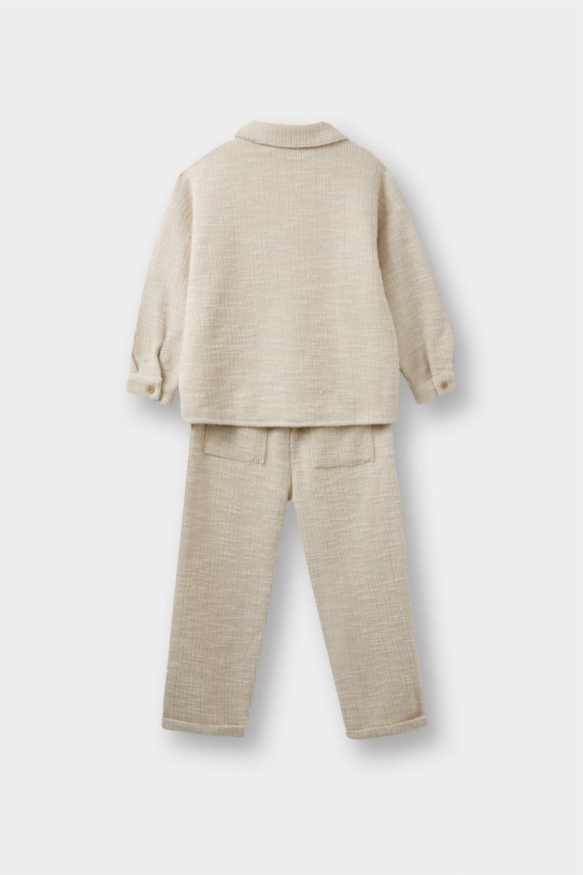 Erkek Bebek Bej Erkek Bebek 2'li Takım Uzun Kollu Gömlek Pantolon