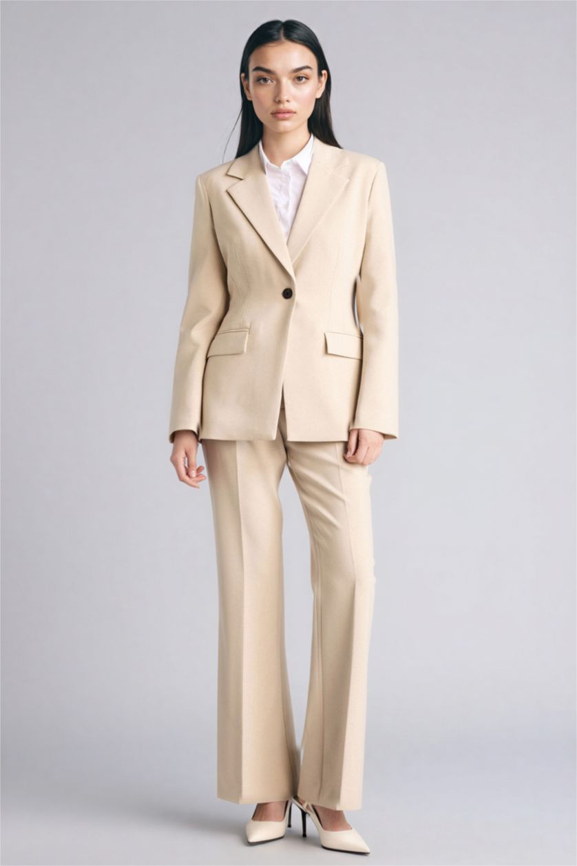 Әйелдерге ашық реңк Fitted пиджак жағалы блейзер