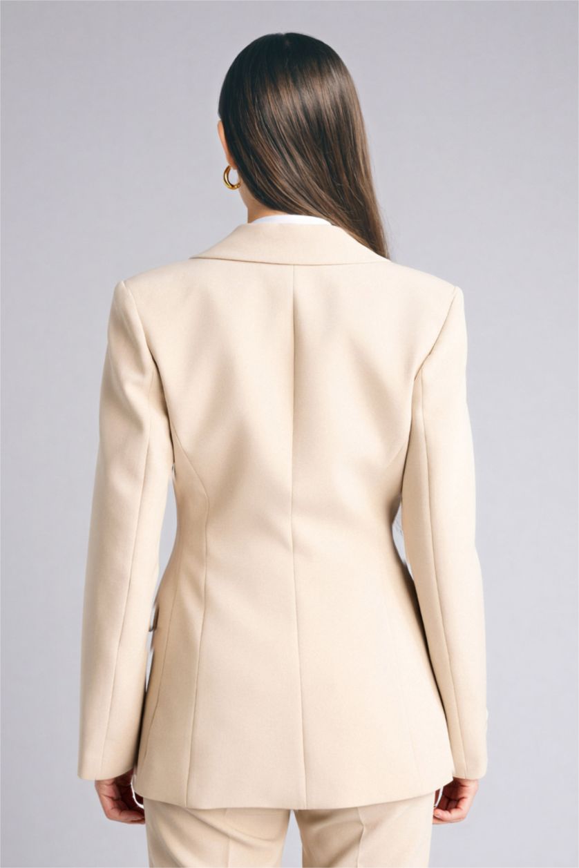 Әйелдерге ашық реңк Fitted пиджак жағалы блейзер