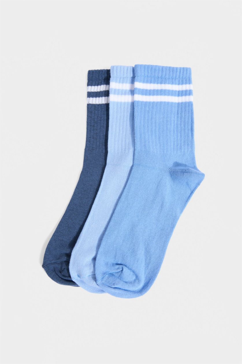 Erkek Çocuk - Genç Erkek Lacivert 3'lü Pamuklu Uzun Çorap Erkek Çocuk
