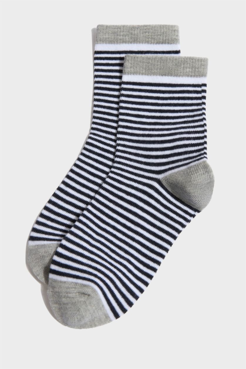 Erkek Çocuk - Genç Erkek Karma Çizgili 5'li Pamuklu Uzun Çorap Erkek Çocuk