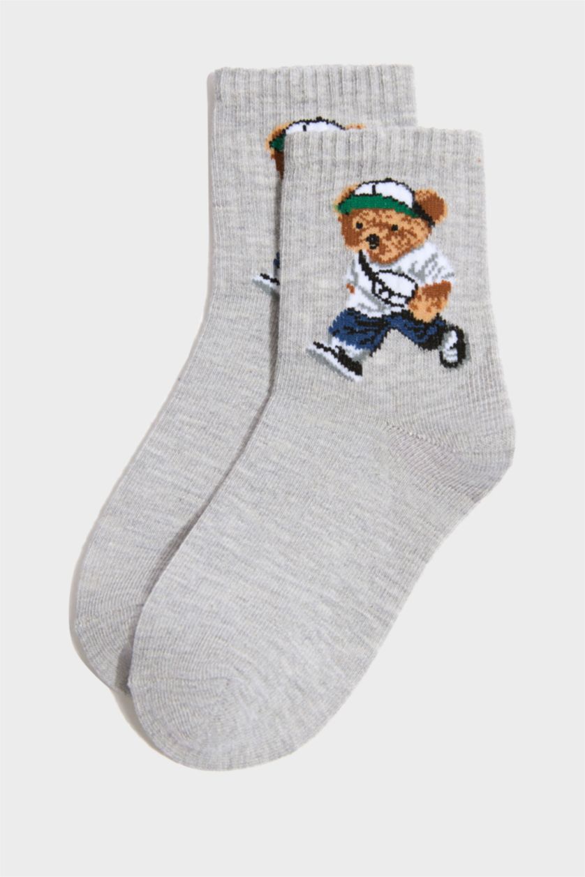 Erkek Çocuk - Genç Erkek Karma Ayıcıklı 3'lü Pamuklu Uzun Çorap Erkek Çocuk