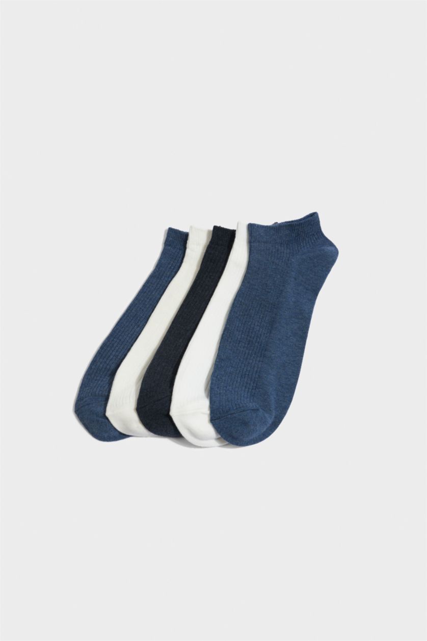 Erkek Mavi Erkek 5'li Pamuklu Sneaker Çorap