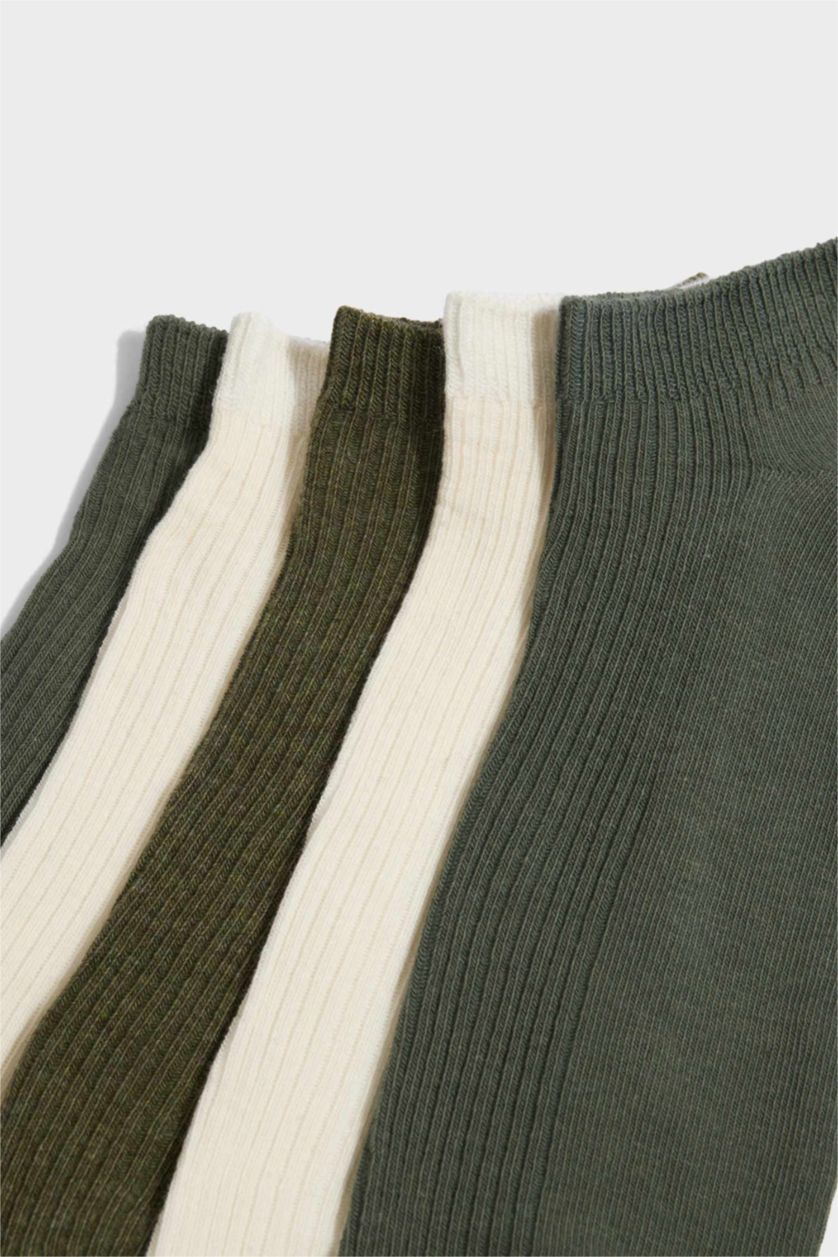 Erkek Yeşil 5'li Pamuklu Sneaker Çorap