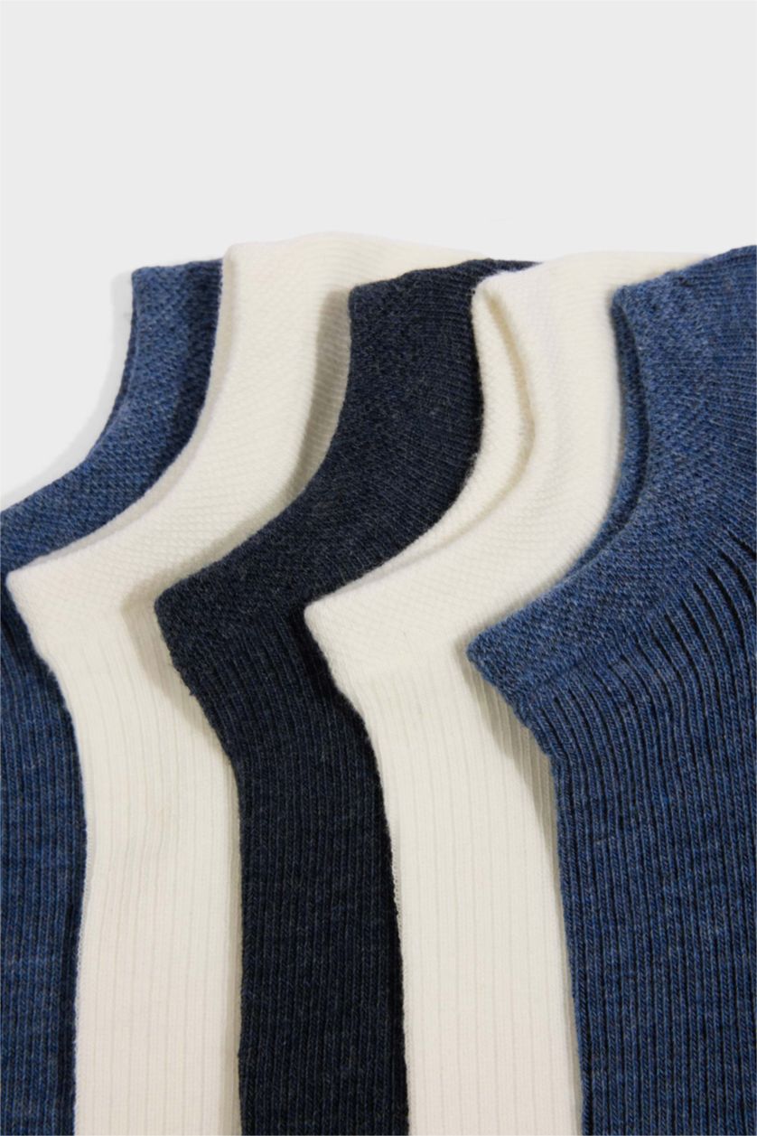 Erkek Mavi Erkek 5'li Pamuklu Sneaker Çorap