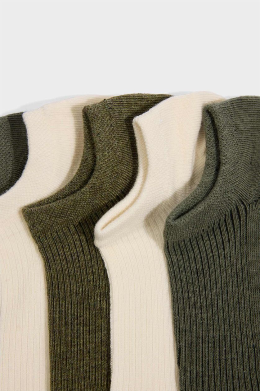 Erkek Yeşil Erkek 5'li Pamuklu Sneaker Çorap