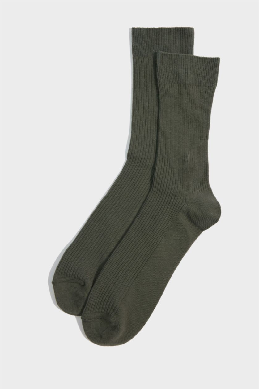 Erkek Yeşil Erkek 5'li Pamuklu Uzun Çorap