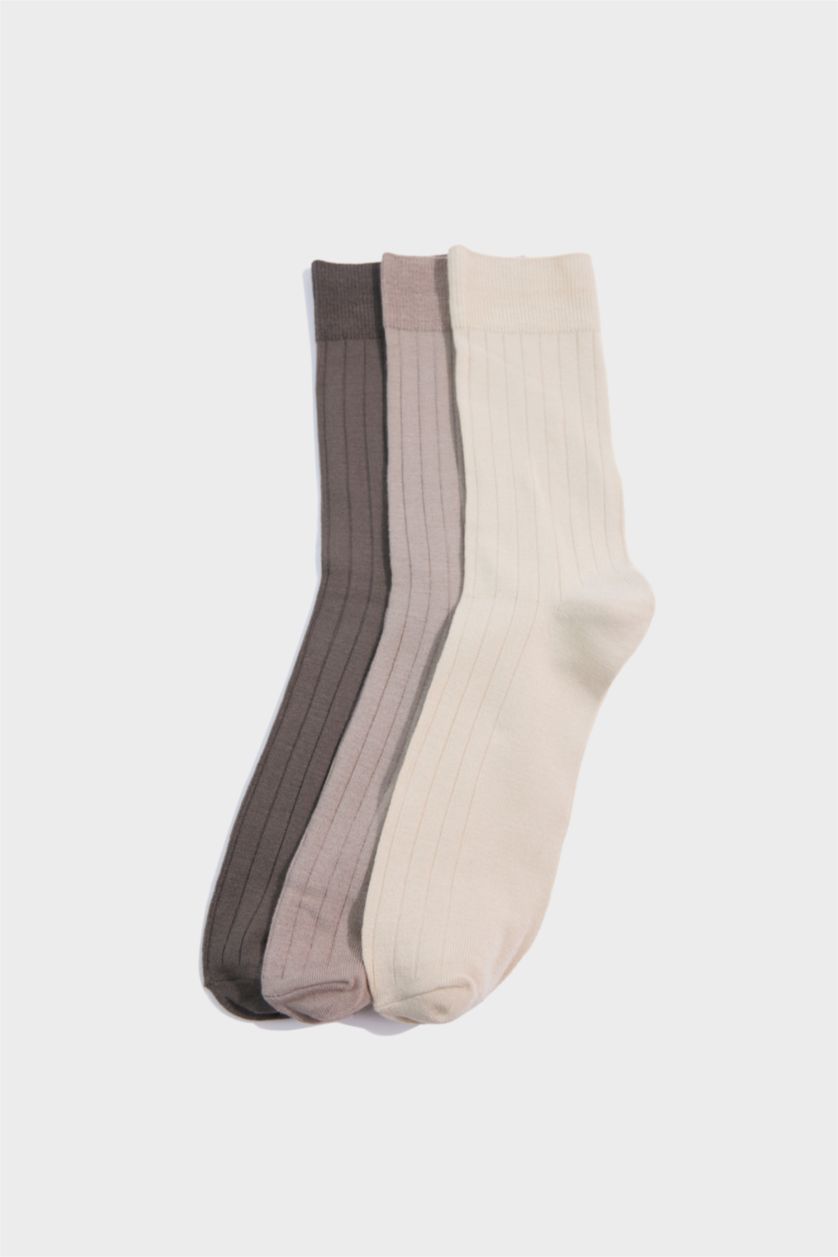 رجالي بني فاتح شرابات طويلة رجالي بامبو - 3 قطع