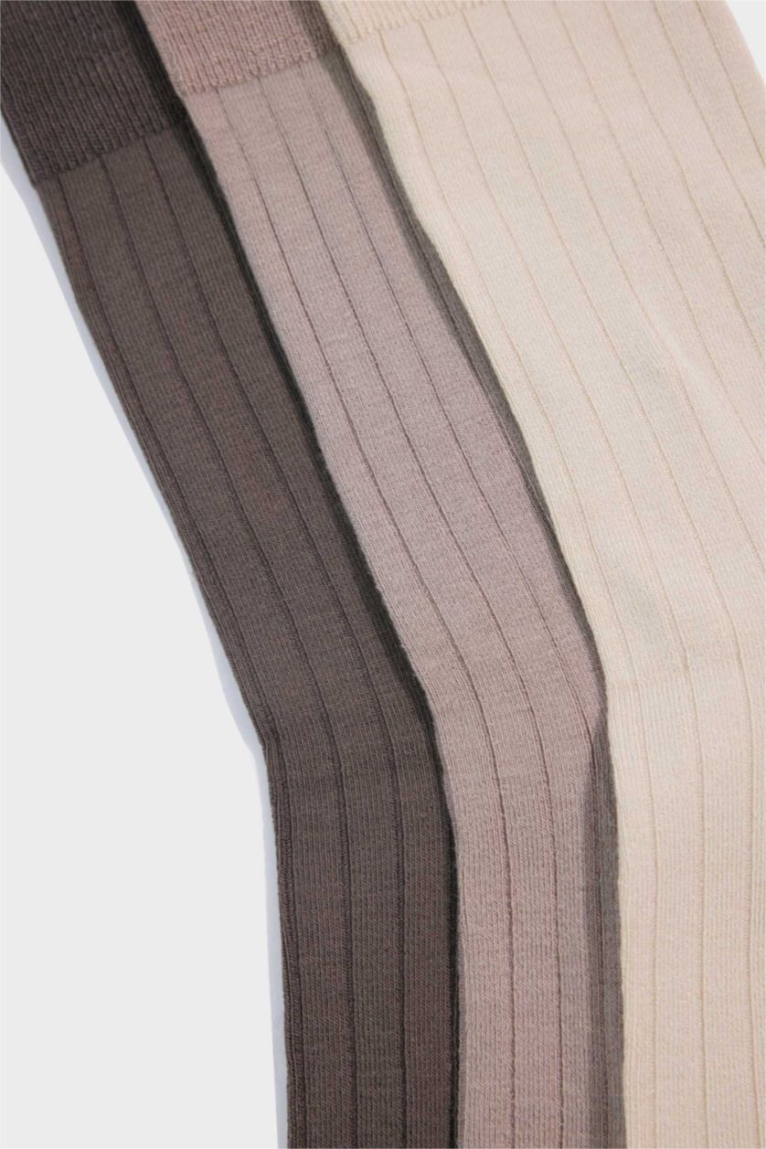 رجالي بني فاتح شرابات طويلة رجالي بامبو - 3 قطع