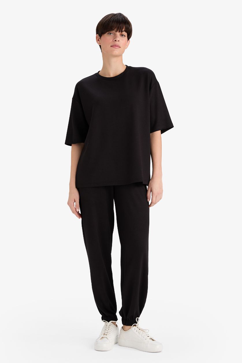 حريمي أسود بنطلون سويت بانتس بيزك جوجر فيت بجيب