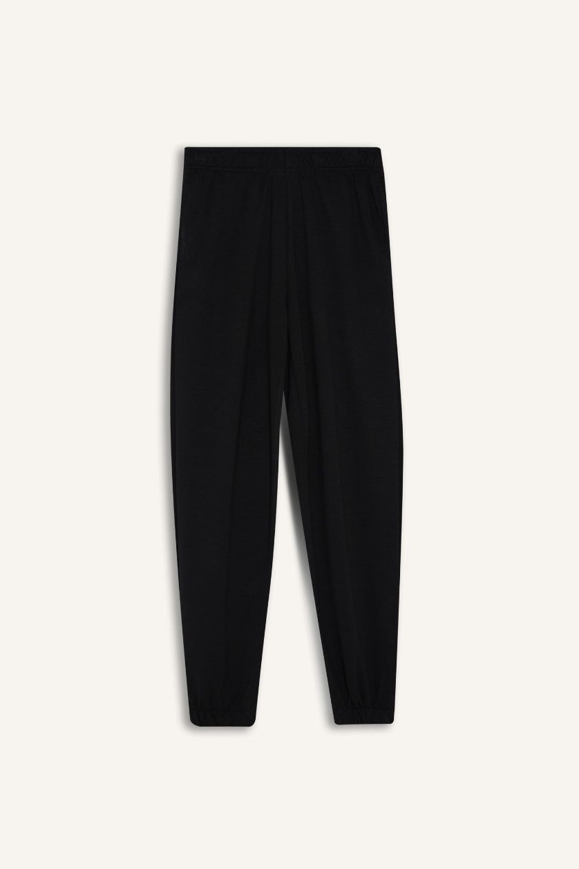 حريمي أسود بنطلون سويت بانتس بيزك جوجر فيت بجيب