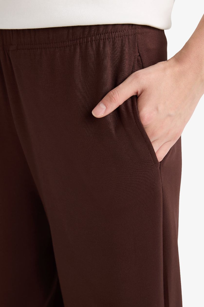 Kadın Kahve Jogger Fit Basic Düz Cepli Eşofman Altı