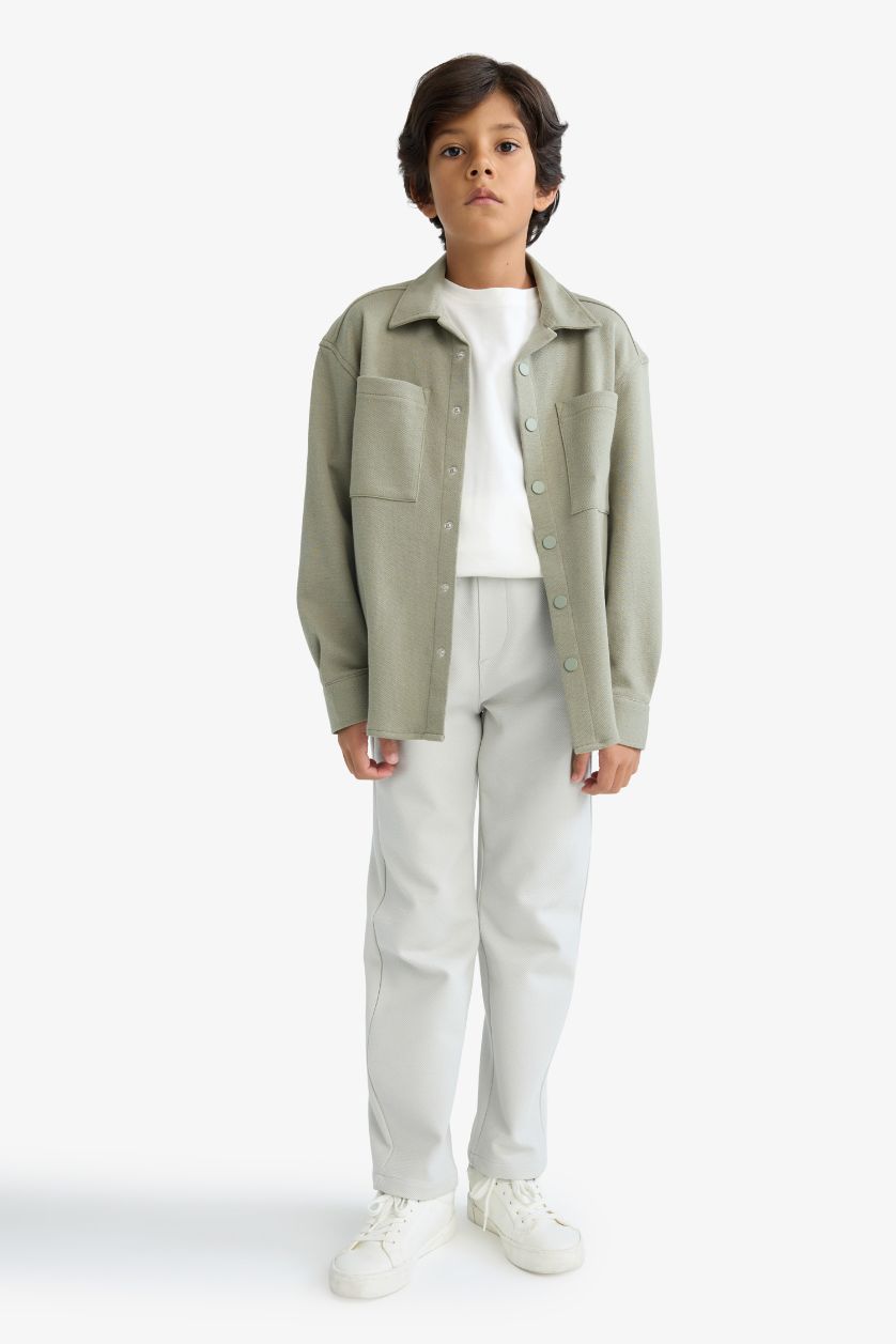 أولادي اللون الحجري بنطلون اولادي قصة عادية وخصر مطاطي