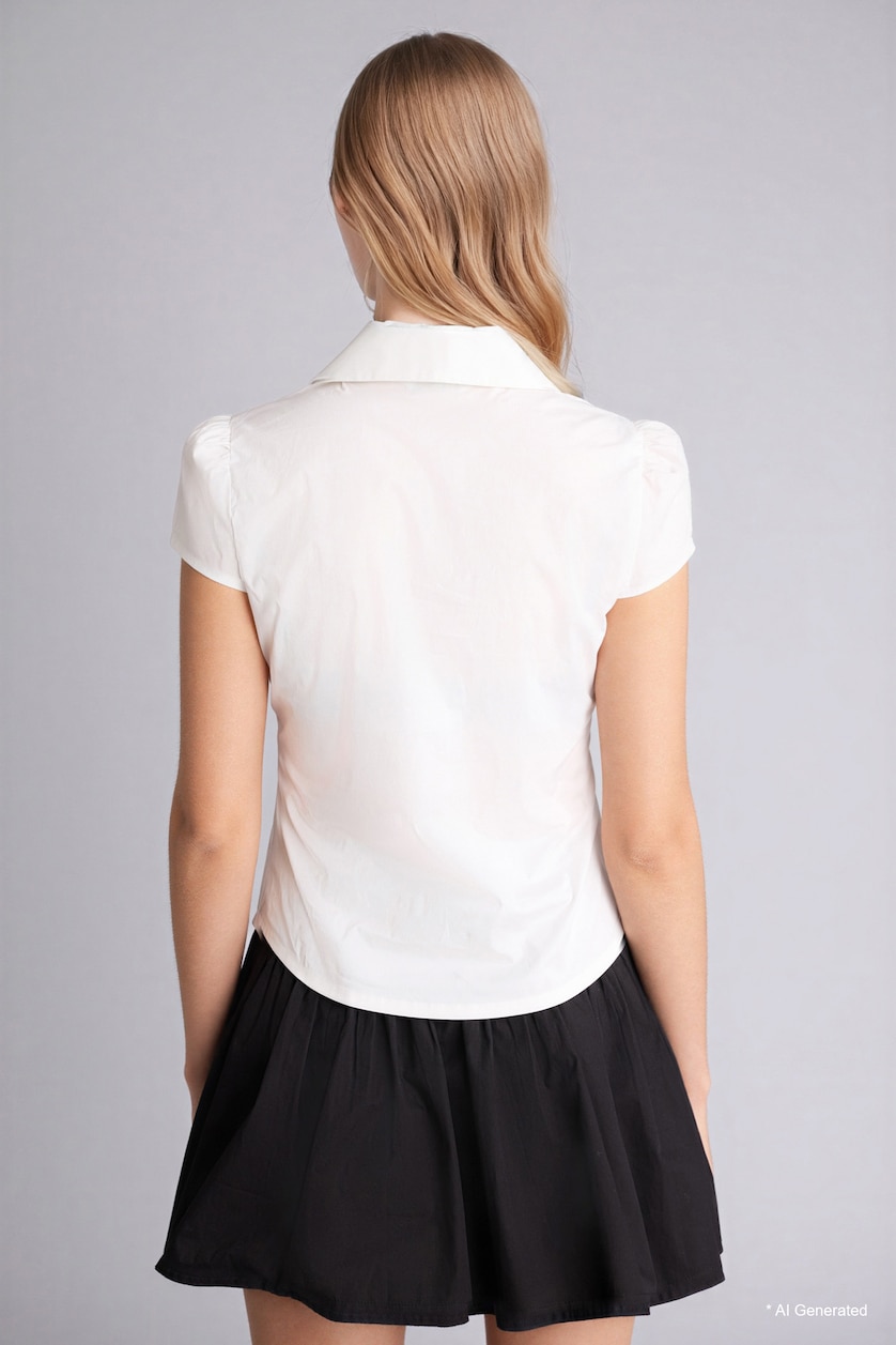 WOMAN White Slim Fit Short Sleeve Shirt