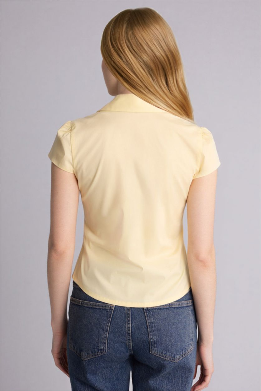 Әйелдерге Ашық Сары Coool ұзын бұлшықет пішімі Қысқа жеңді көйлек