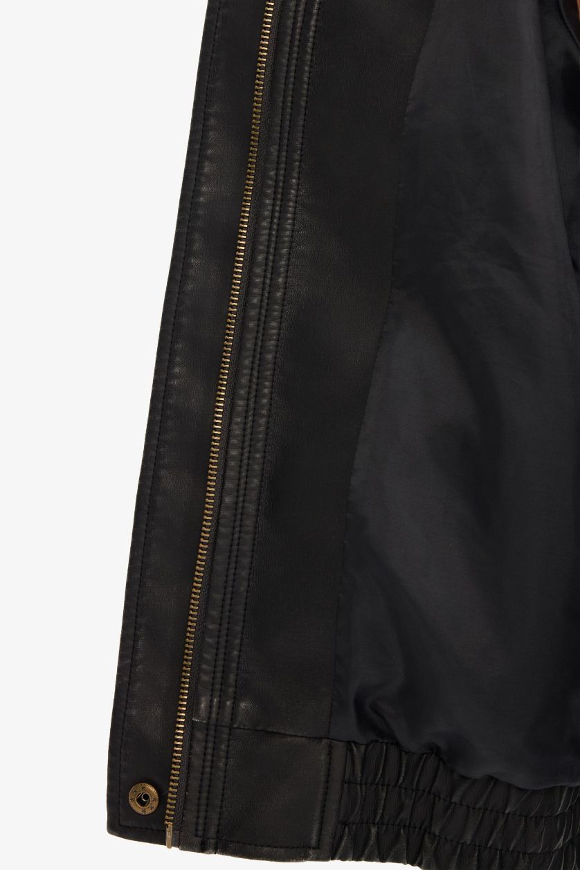 Kadın Siyah Dad Fıt Suni Deri Mont