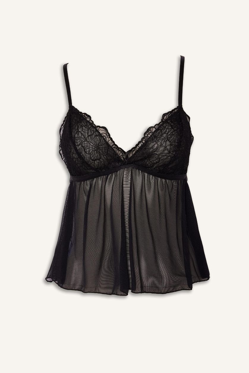 Kadın Siyah Tül Üst