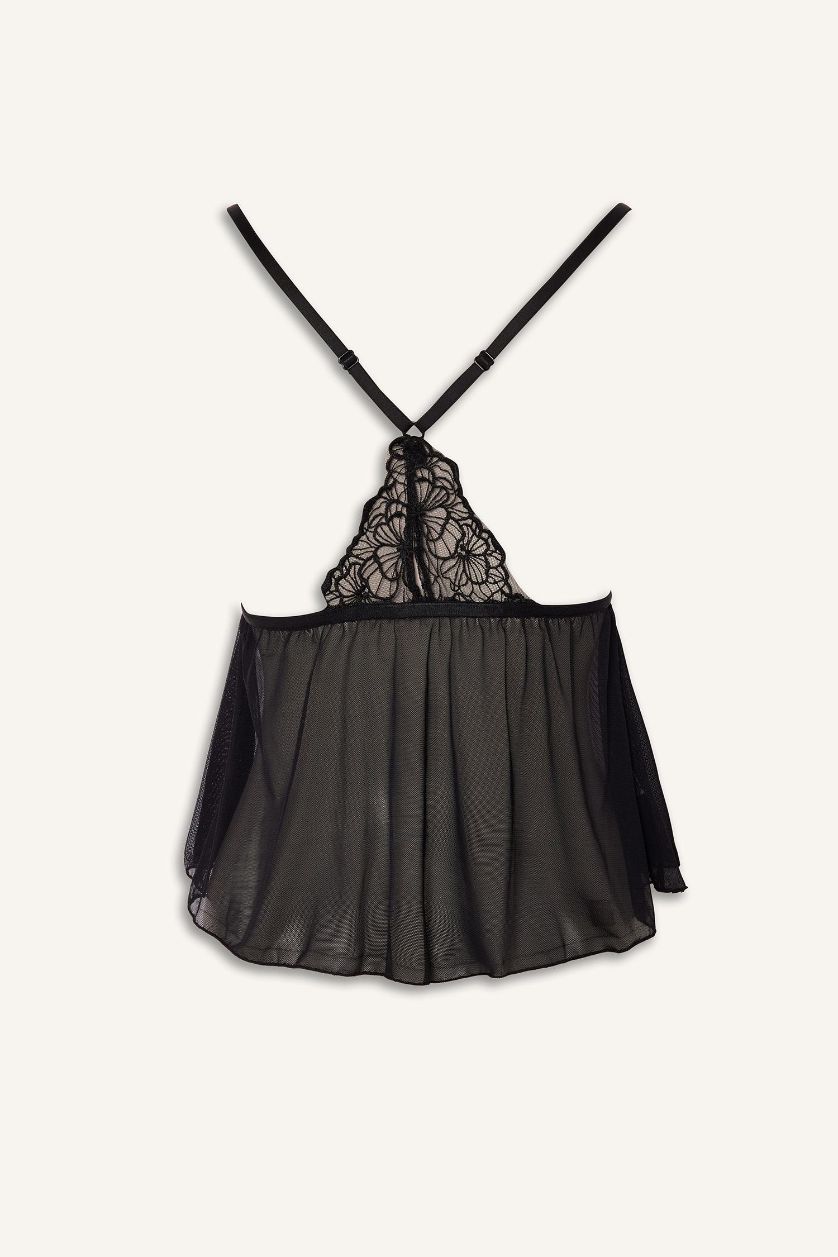 Kadın Siyah Tül Üst