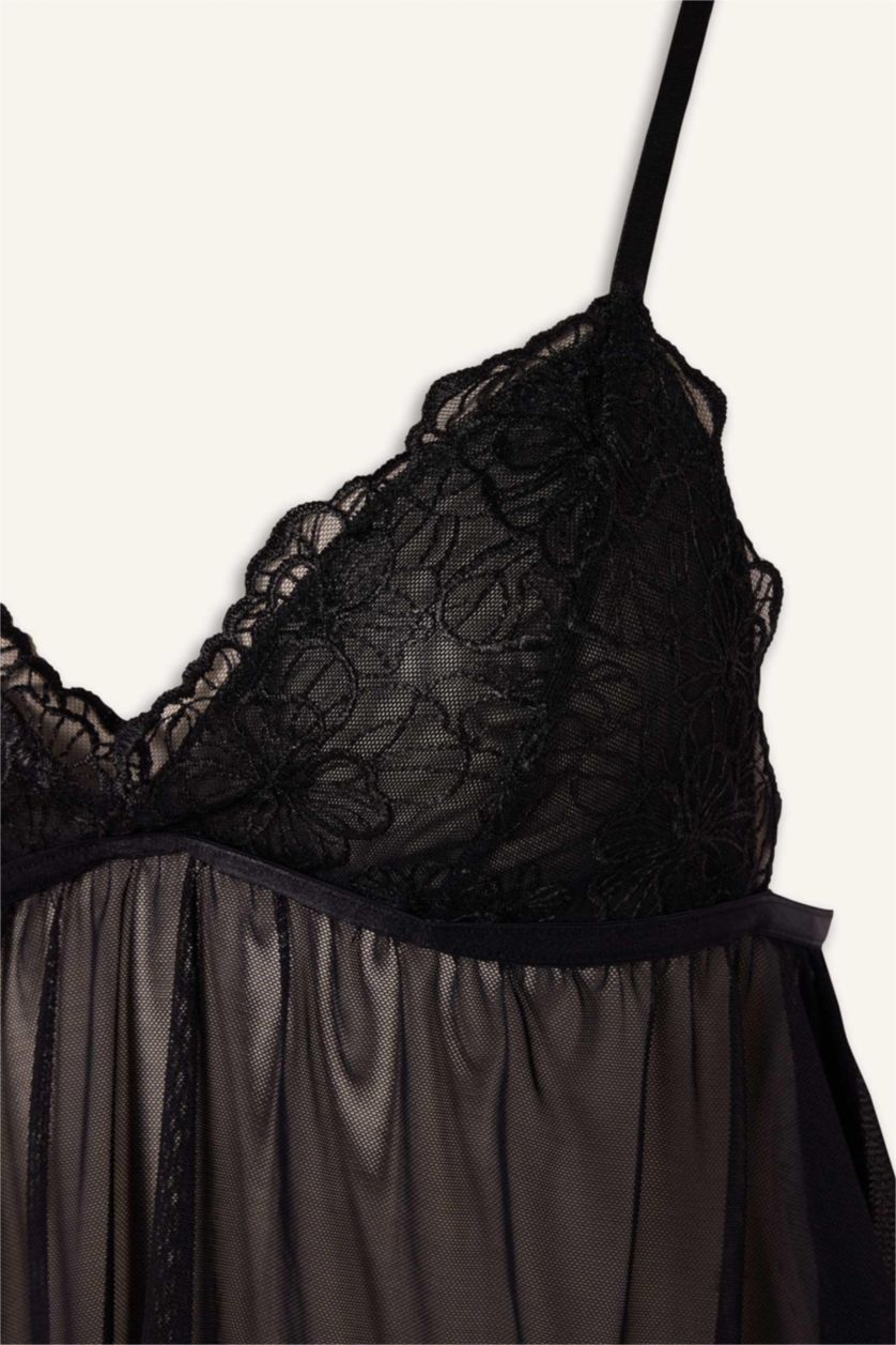 Kadın Siyah Tül Üst