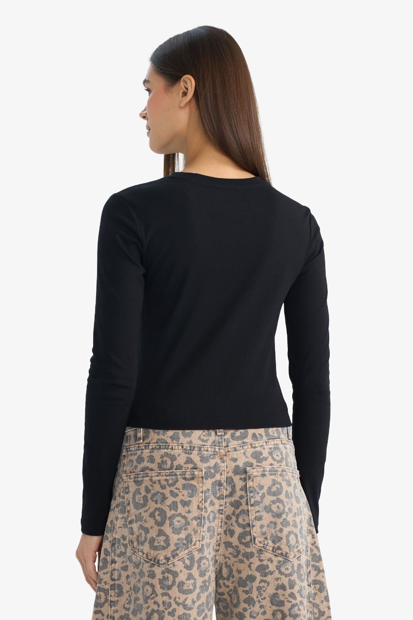 Kadın Siyah Fıtted Ribana Tişört