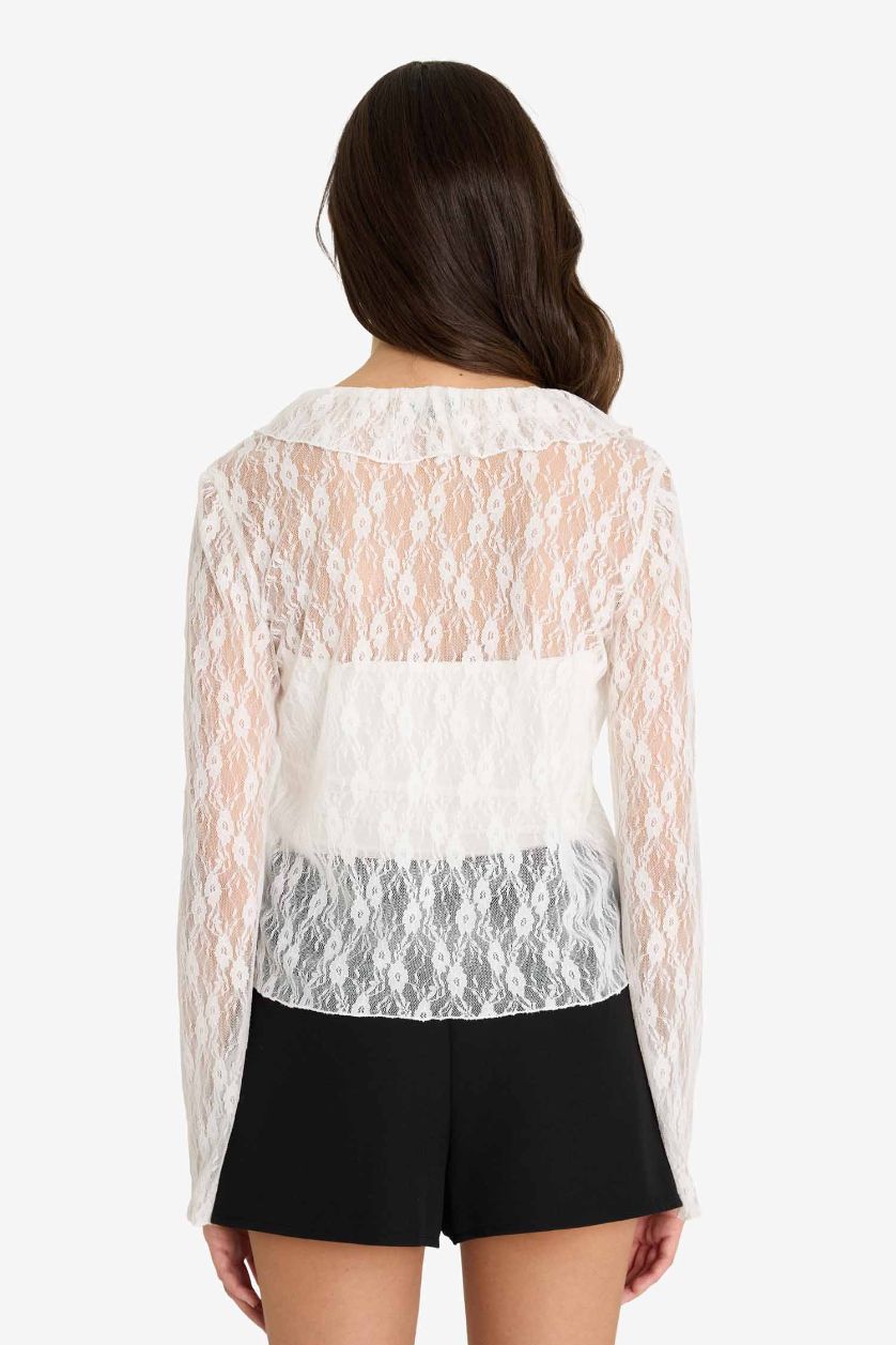 Әйелдерге АҚ Fitted ұзын жеңді шілтерлі блузка