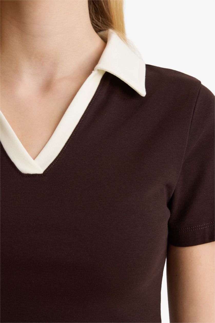 Woman Brown تيشيرت نص ردن مخصر سليم فيت