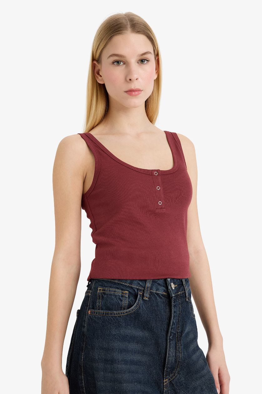 Woman Bordeaux Fitted Modal Tank Top