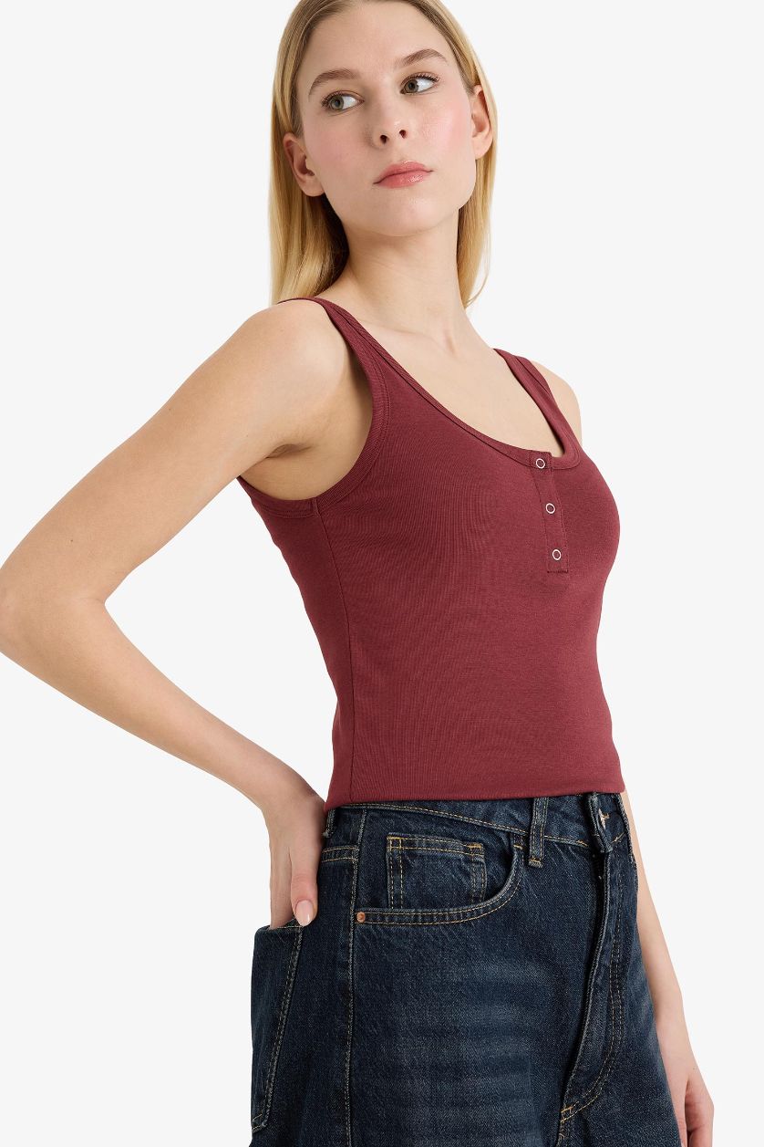 Woman Bordeaux Fitted Modal Tank Top