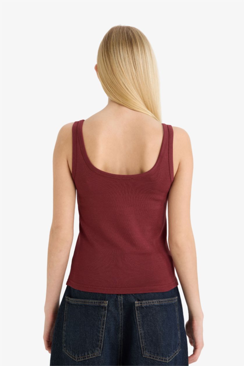 Woman Bordeaux Fitted Modal Tank Top