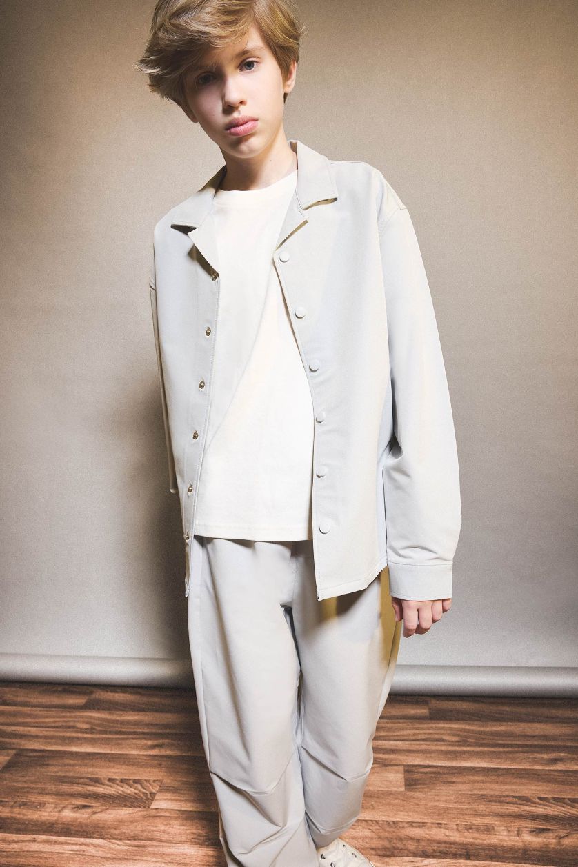 أولادي أنثرا قميص كم طويل برسمة مدينة بياقة بولو