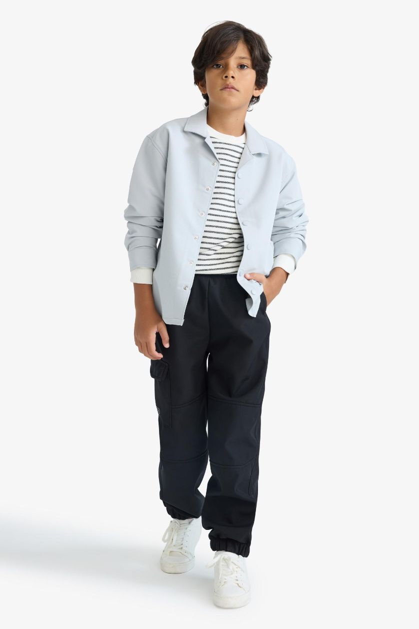 أولادي أنثرا قميص كم طويل برسمة مدينة بياقة بولو